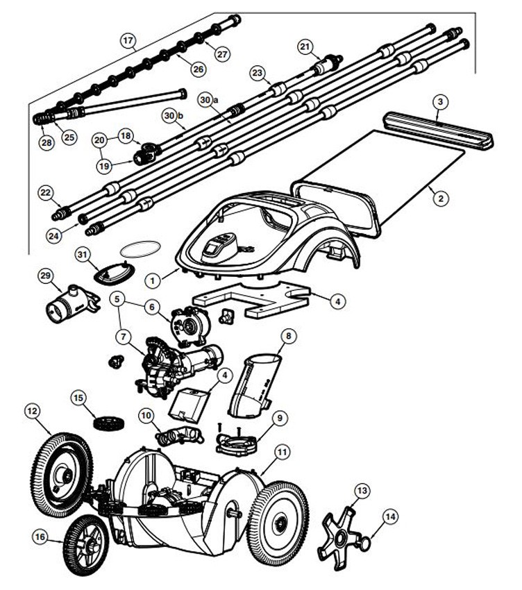 Hayward TriVac 700 Pressure-Side Automatic Pool Cleaner | W3TVP700C Parts Schematic