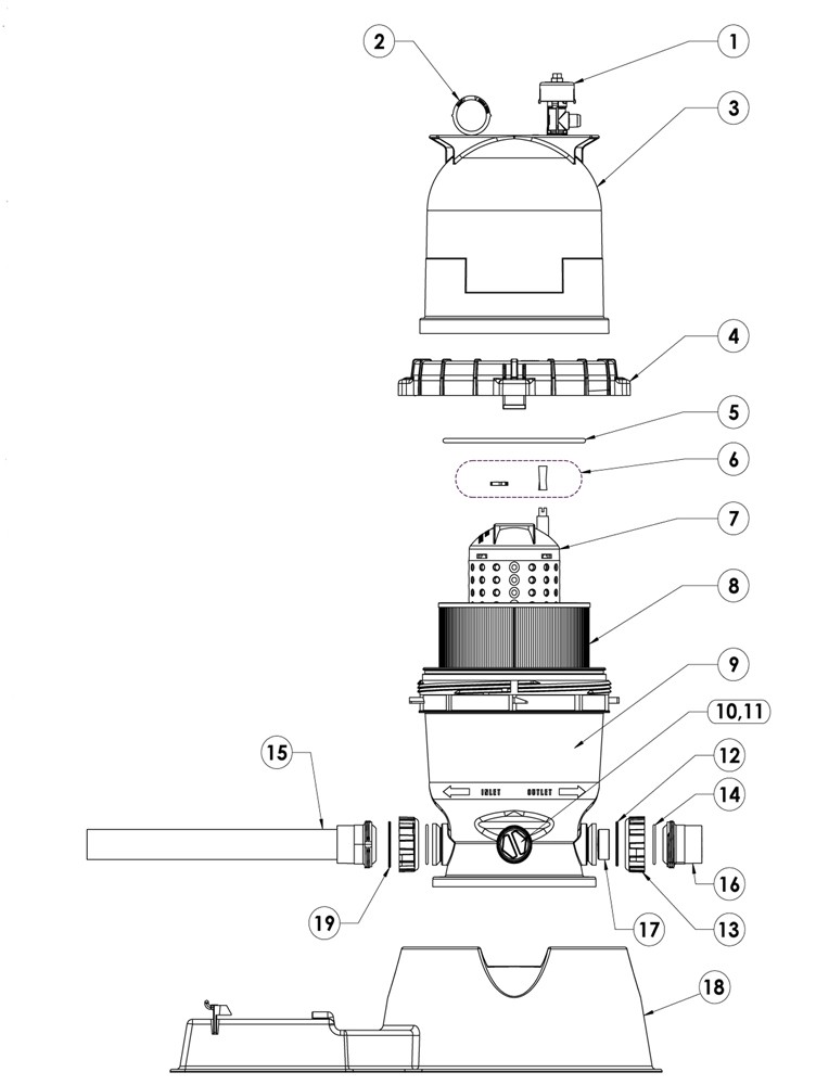 Pentair Clean and Clear Above Ground Pool Cartridge Filter System | 75 Sq Ft | 1HP Pump 3' Cord | PNCC0075OE1160 Parts Schematic