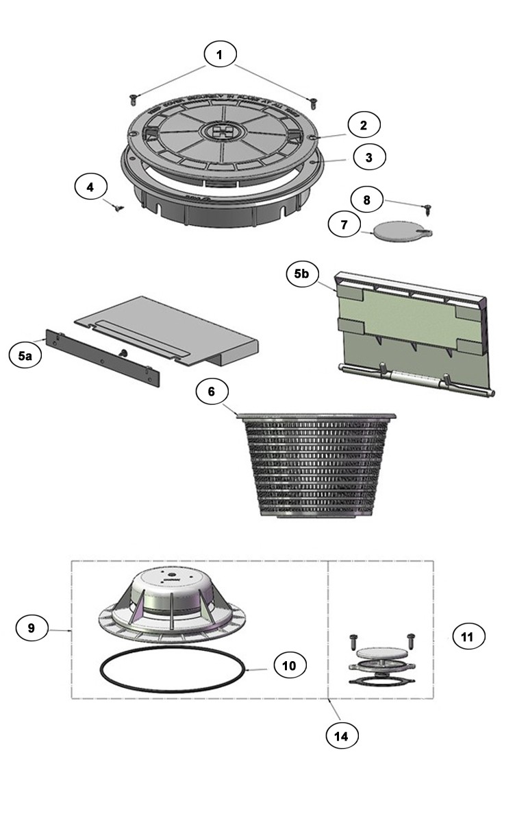 Hayward SkimMaster Series 2" Inground Gunite Skimmer with Float Valve | White | SP1072T2FVA Parts Schematic