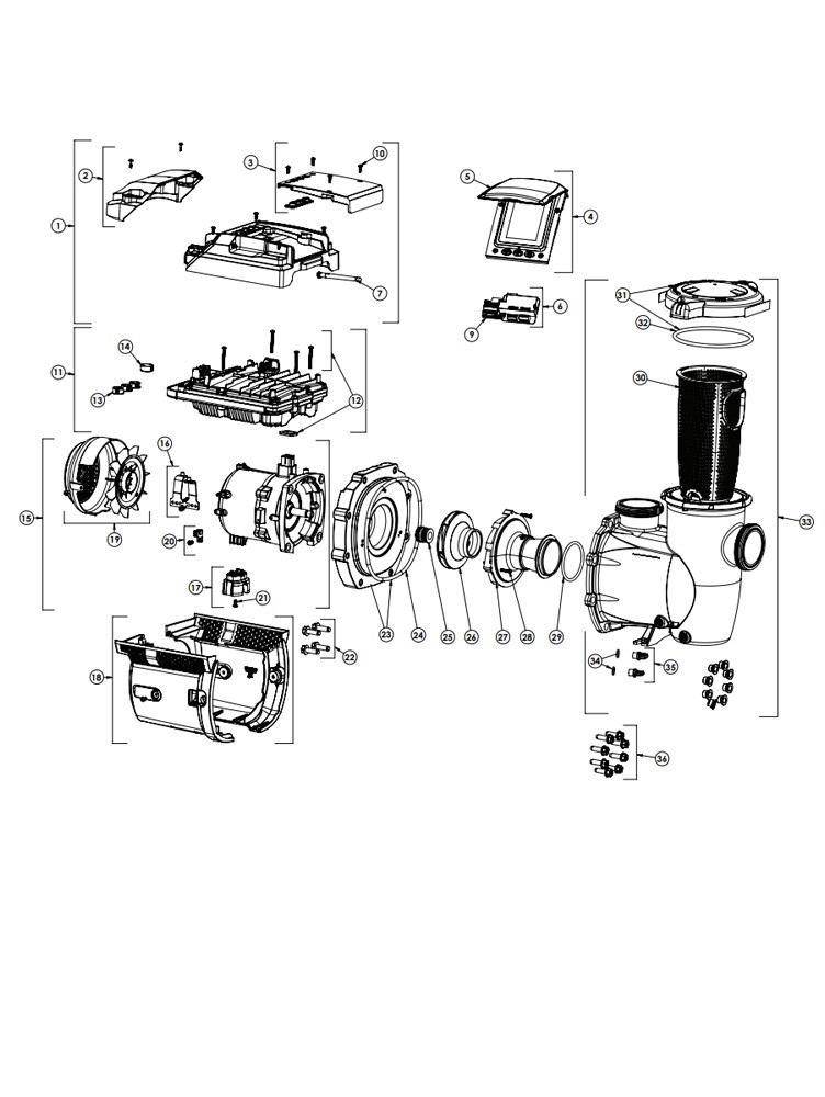 Pentair IntelliFlo3 VSF Variable Speed & Flow Pool Pump | 3THP 208-230V | 011075 Parts Schematic