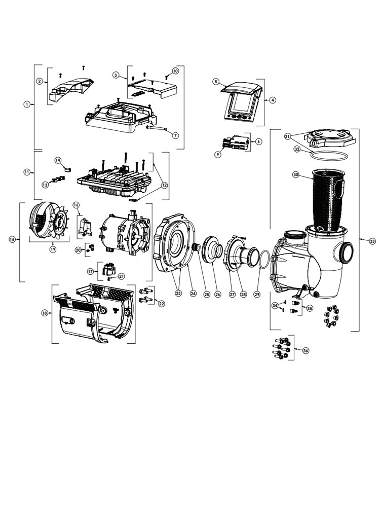 Pentair IntelliFlo3 VSF Variable Speed & Flow with Touchscreen Pool Pump | 1.5THP 115/208-230V | 011067 Parts Schematic