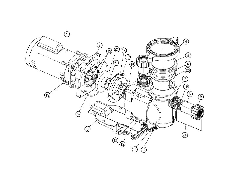 Pentair SuperFlo Standard Efficiency Pool Pump | 115-230V 1HP | 348190 Parts Schematic