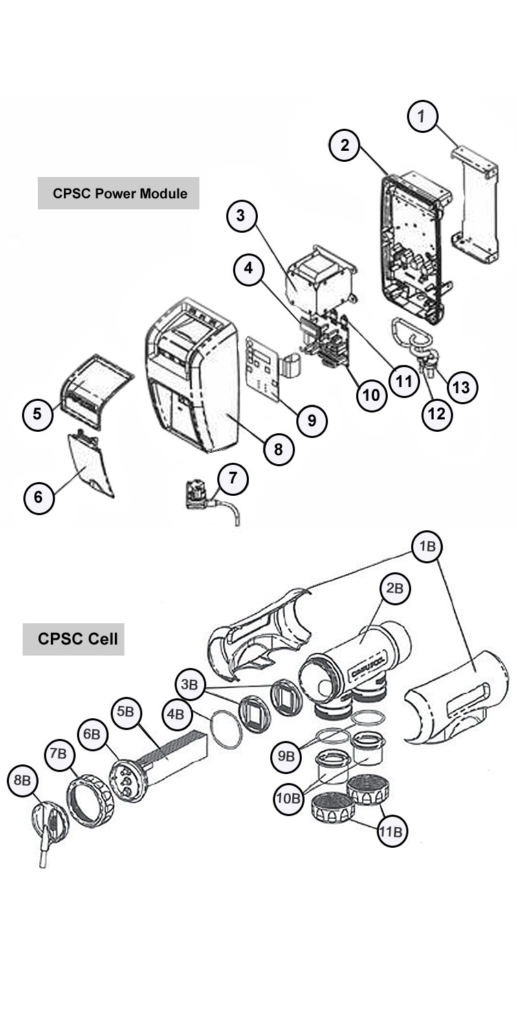 CompuPool Salt Chlorine Generator for Inground Pools up to 26,000 Gallons | CPSC24 Parts Schematic