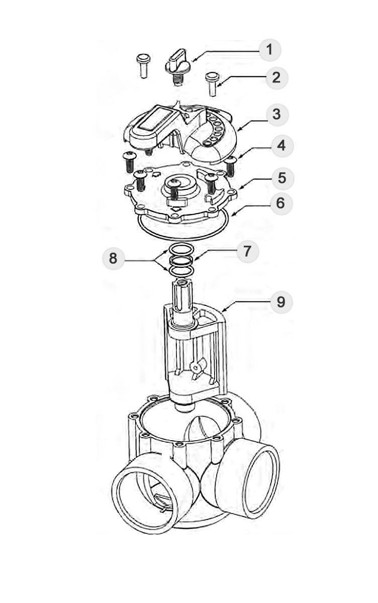 Pentair Solar Valve 3 Port with Drain Down CPVC 2" SKT | 263047 Parts Schematic