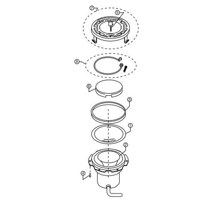 Pentair Spa Brite Light | 100W 12V 75' Stainless Steel | 78107000 Parts Schematic