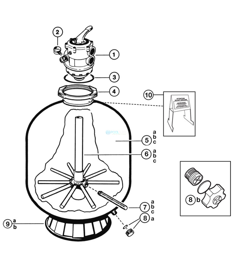 Hayward Pro Series Sand Filter 2" Top Mount Valve 27" Tank | W3S270T2 Parts Schematic