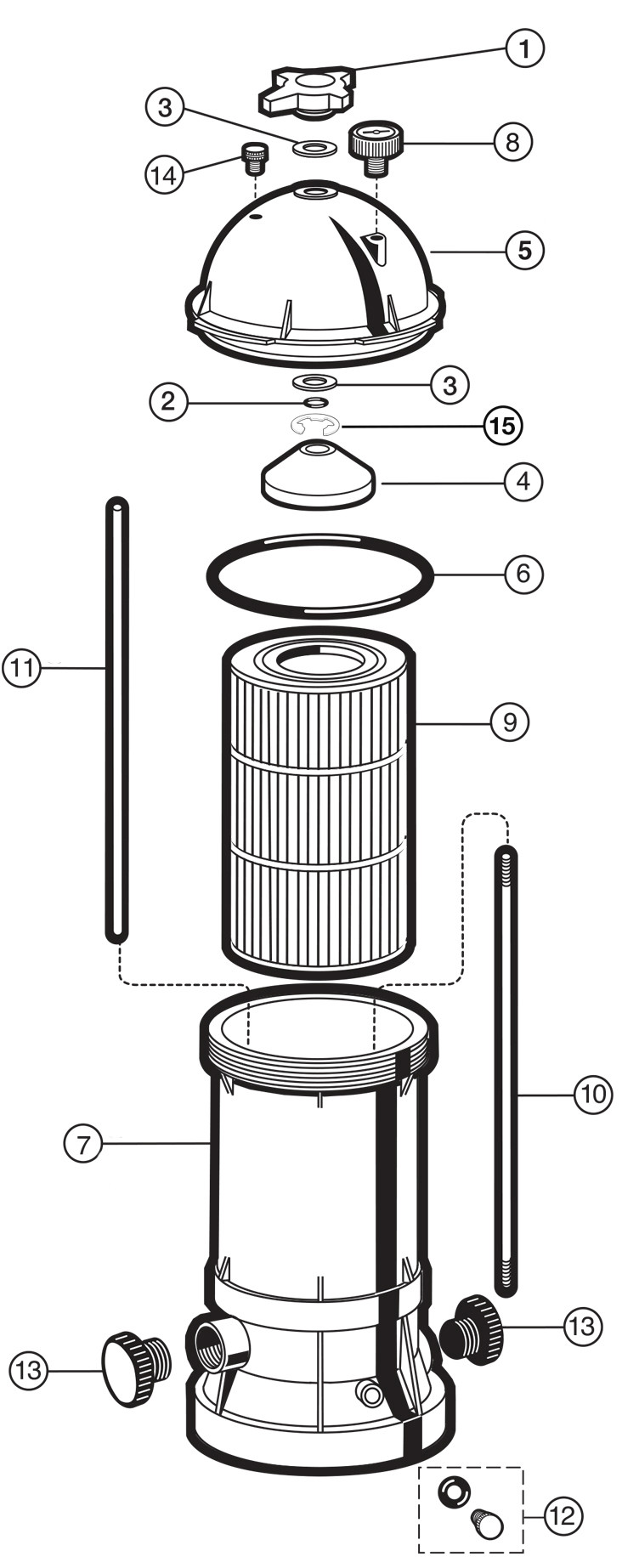 Hayward Star Clear Plus Filter 1.5" Female Threads | 90 Sq. Ft. | C900 Parts Schematic