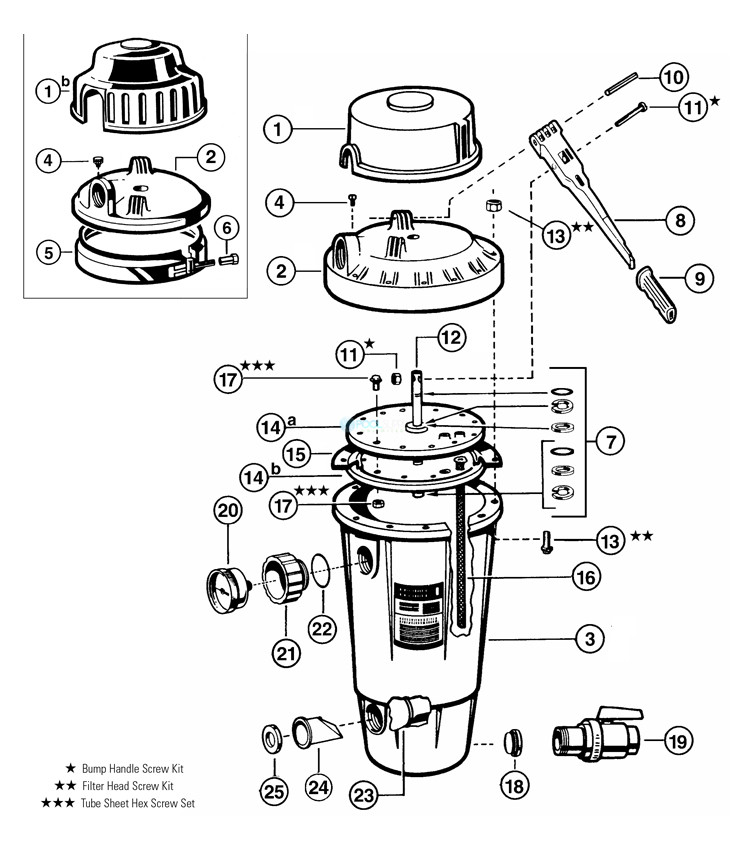 Hayward Perflex DE Modular Above Ground Pool Filter with Clamp  | 25 sq. ft. | 50 GPM | W3EC50AC Parts Schematic