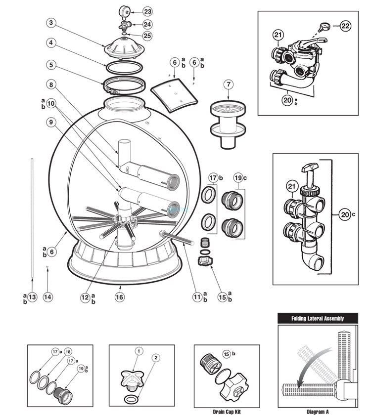 Hayward Pro Series Plus Side Mount Sand Filter w/ 31" Tank Includes Side Mount Slide Valve | S311SXV Parts Schematic