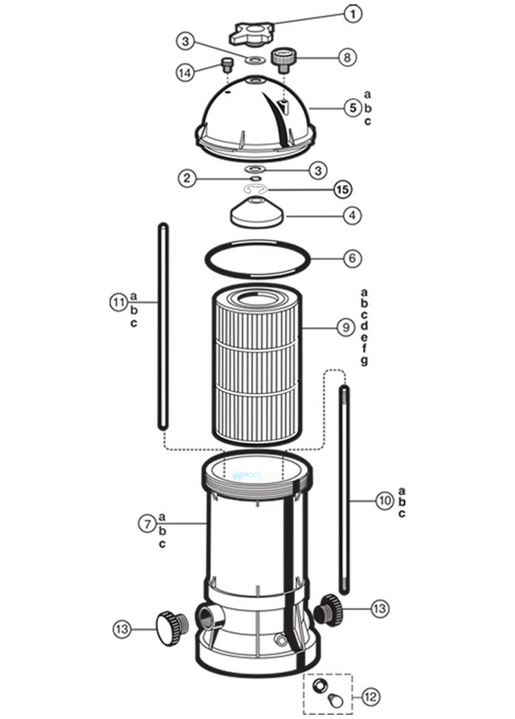 Hayward Star Clear Plus Filter with 2" Slip Ports | 120 sq. ft. | C12002S Parts Schematic