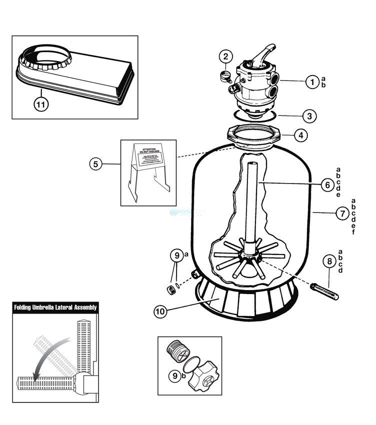 Hayward Pro Sand Filter with Top Mount Valve 23" (Export Only) | S230TEXP Parts Schematic
