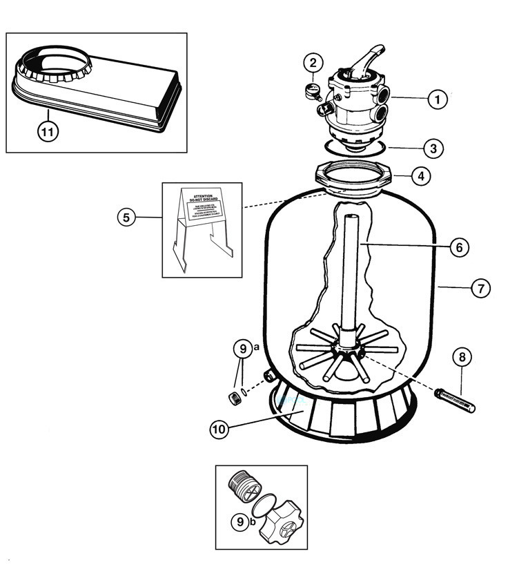 Hayward Pro Series Sand Filter System with Hoses | 1.75 Sq Ft 1HP Power-Flo Matix Pump | W3S180T92S Parts Schematic