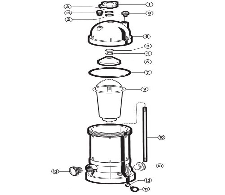 Hayward DE Separation Tank 2 inch | 80 sq. ft. | C9002SEP Parts Schematic