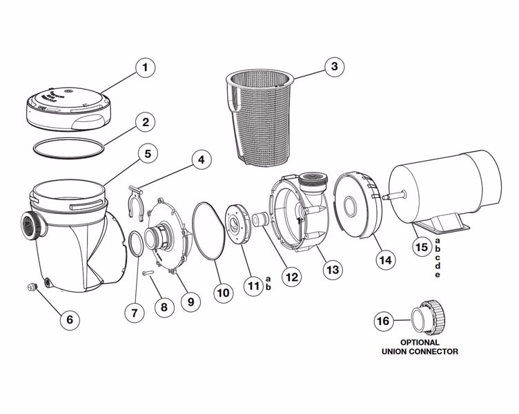 Hayward PowerFlo Matrix Above Ground Single Speed Pool Pump | 3/4HP 115V | SP1591 Parts Schematic