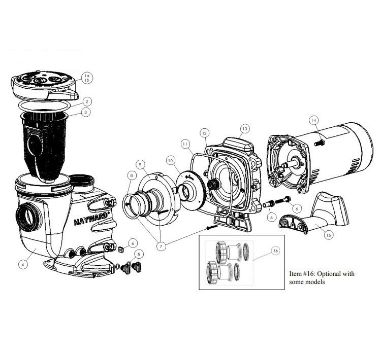 Hayward Max- Flo II Uprated Pool Pump | 1.5HP 115V/230V | SP2710X15 Parts Schematic