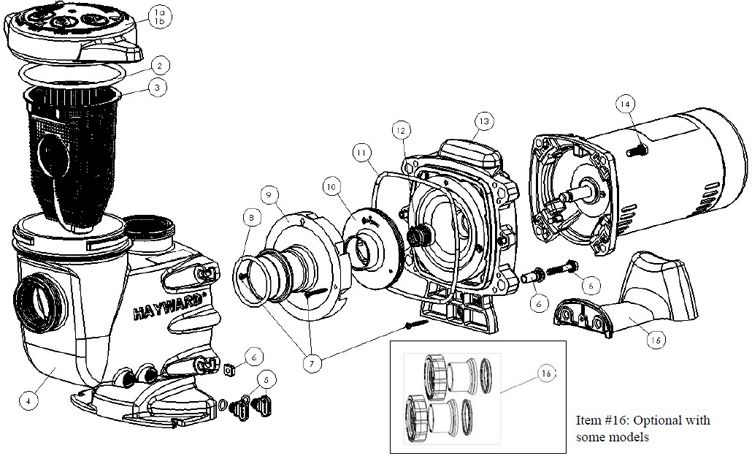 Hayward Max-Flo II Up-Rated Pool Pump 2-Speed  | 1HP 115-230V | SP2707X102 Parts Schematic