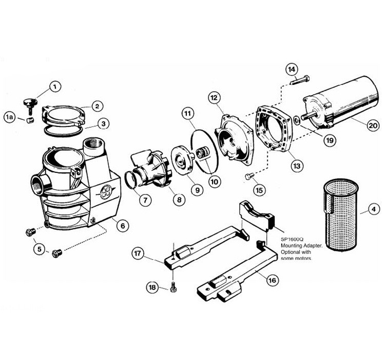 Hayward Max-Flo Medium Head Single Speed Pool Pump | .75HP Max Rated 115/230V | SP2805X7 Parts Schematic