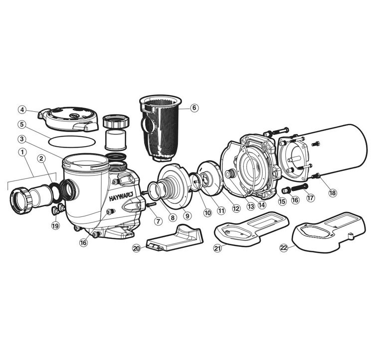 Hyward Tristar Single Speed Pool Pump | .75HP Max Rate 115/230V | SP3205X7 Parts Schematic