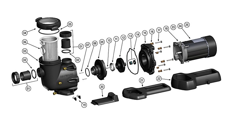 Hayward TriStar Energy Efficient 2-Speed Pool Pump | 2.5HP Max Rate 230V | SP3220X252 Parts Schematic