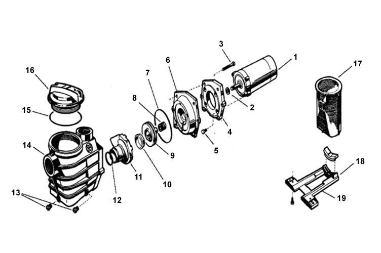 Hayward Super II Single Speed Pool Pump | 3HP Max Rated 230V | W3SP3025X30AZ Parts Schematic