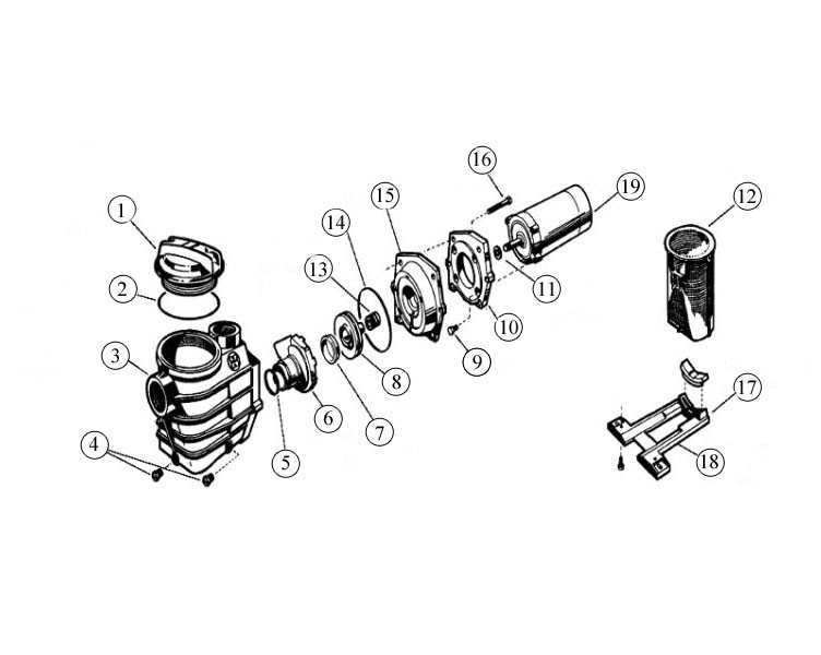 Hayward Super Pump II Pump 3HP 50HZ | SP3025X30G51 Parts Schematic