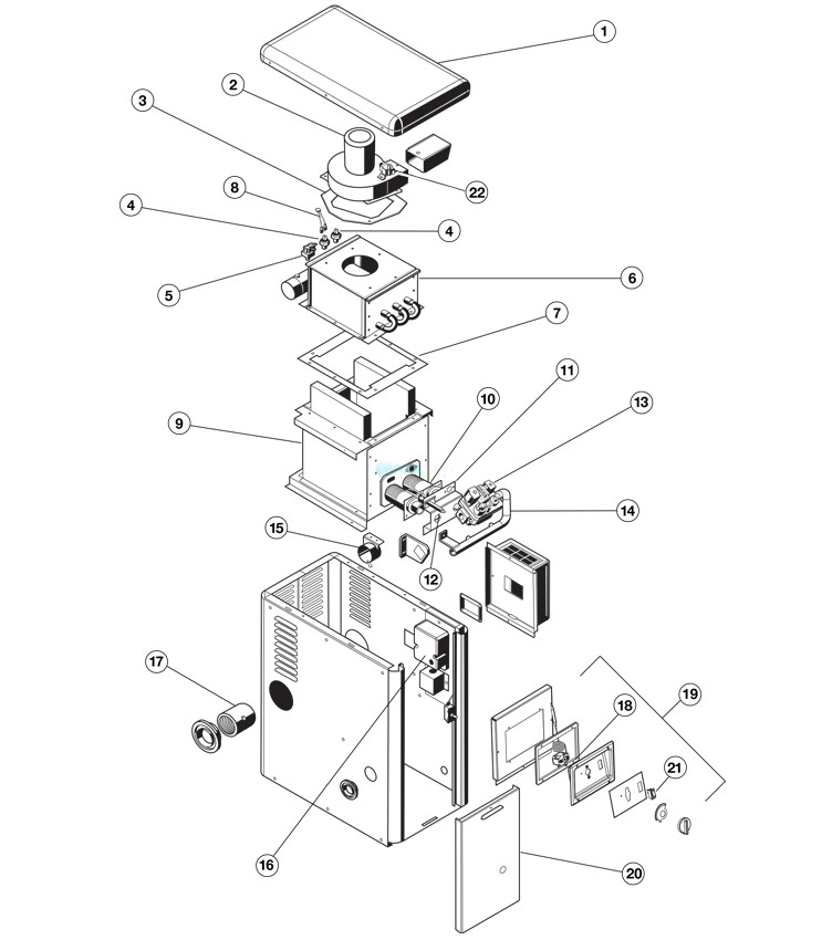 Hayward H-Series Induced Draft Above Ground Pool & Spa Heater | 100,000 BTU | Natural Gas | H100ID1 Parts Schematic