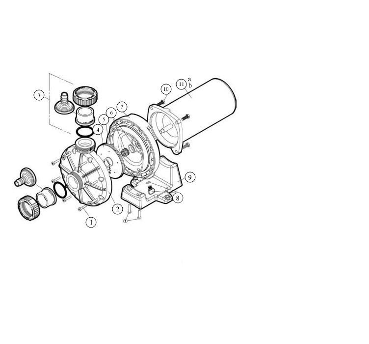 Hayward 3/4HP Booster Pump | for Inground Pressure Cleaners | 208-230/115V | W36060 Parts Schematic
