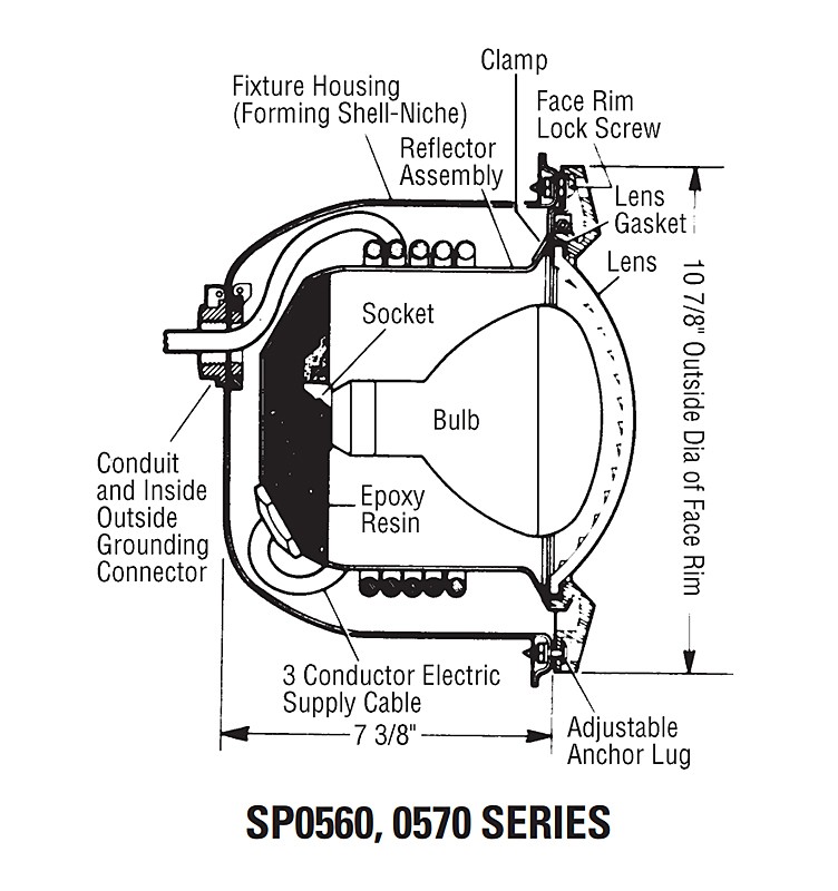 Hayward Quartz Elite Halogen Pool Light with Transformer 25ft Cord | 50W 12V | SP056525A Parts Schematic