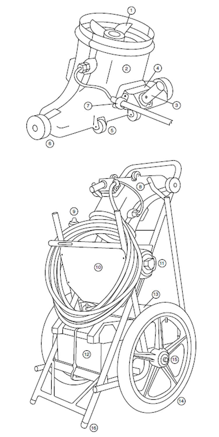 Hammerhead Service-21 Cleaner - 21" - 40' Cord | SERVICE-21 Parts Schematic