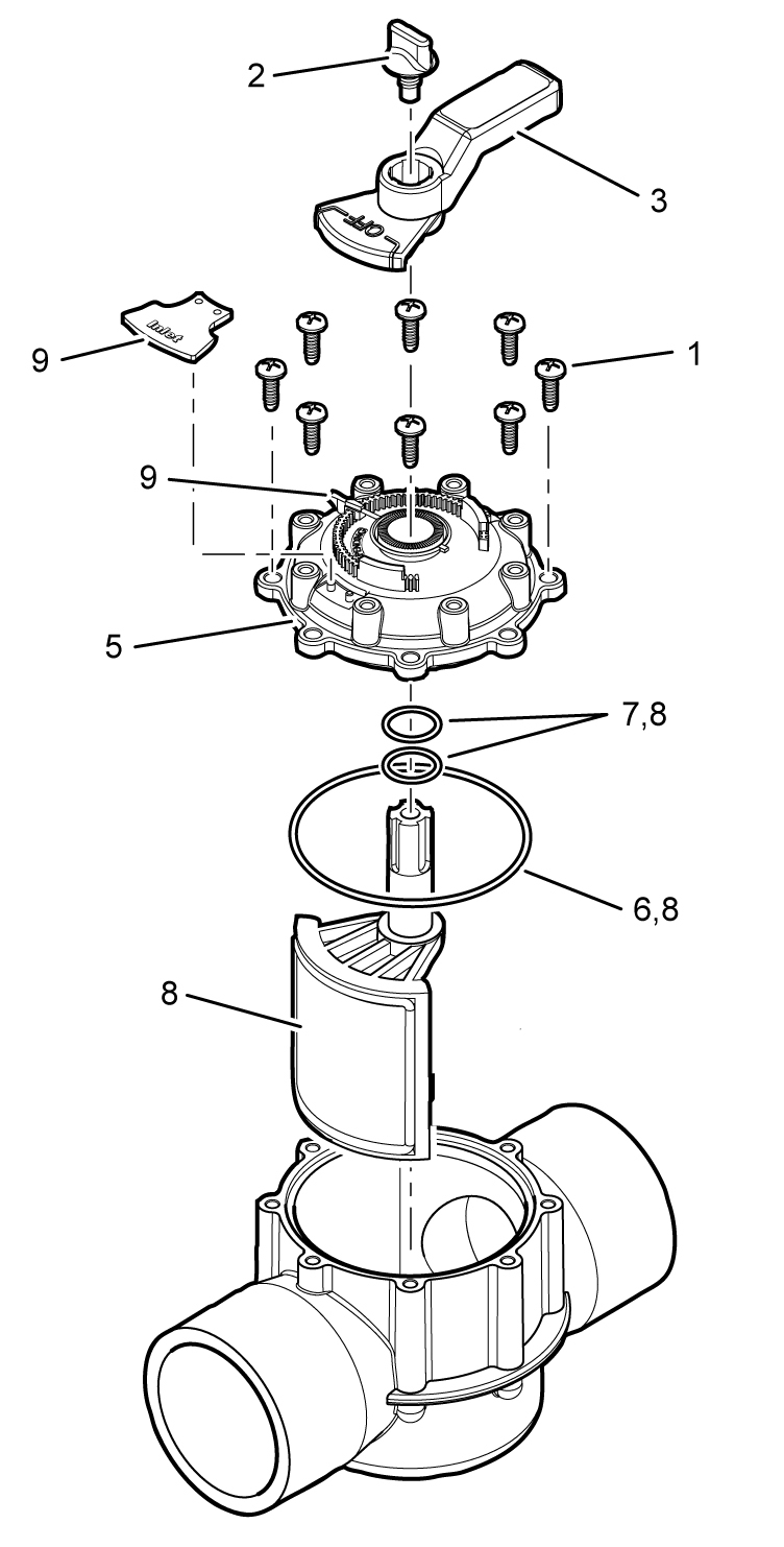 Jandy Pro Series Neverlube 2.5"x3" Positive Seal 2-Port Valve | 4718 Parts Schematic