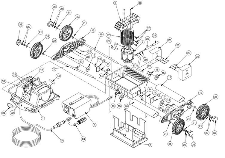 Pentair Kreepy Krauly Prowler 710 Robotic Pool Cleaner | Complete w/ 50ft Cable | P80710 Parts Schematic