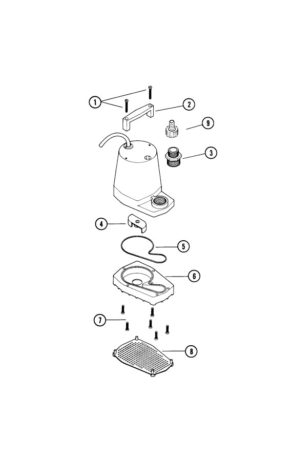 Franklin Electric Little Giant 5 Series Utility Pump | 5-MSP .06HP 115V 1200 GPH 10-Foot Power Cord | 505176 Parts Schematic