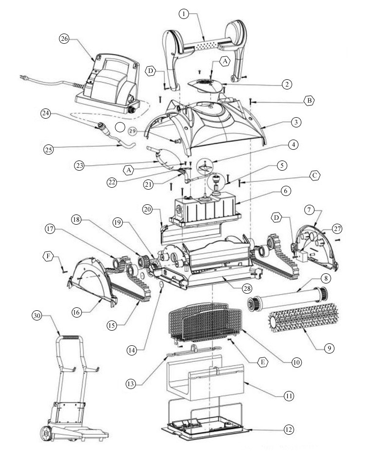 Maytronics Dolphin DX4 Robotic Pool Cleaner | 99996376-DX4 Parts Schematic