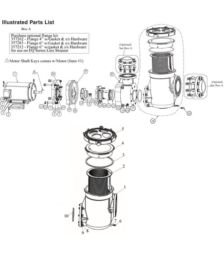 Pentair EQK500 Series 5HP Nema Premium Efficiency 3-Phase Pool Pump with Strainer 208-230-460V | 340031 Parts Schematic