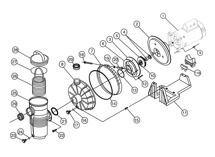 Pentair Challenger .75HP High Pressure Energy Efficient 3-Phase Pool Pump Full Rated 208V 230V 460V | 345290 Parts Schematic