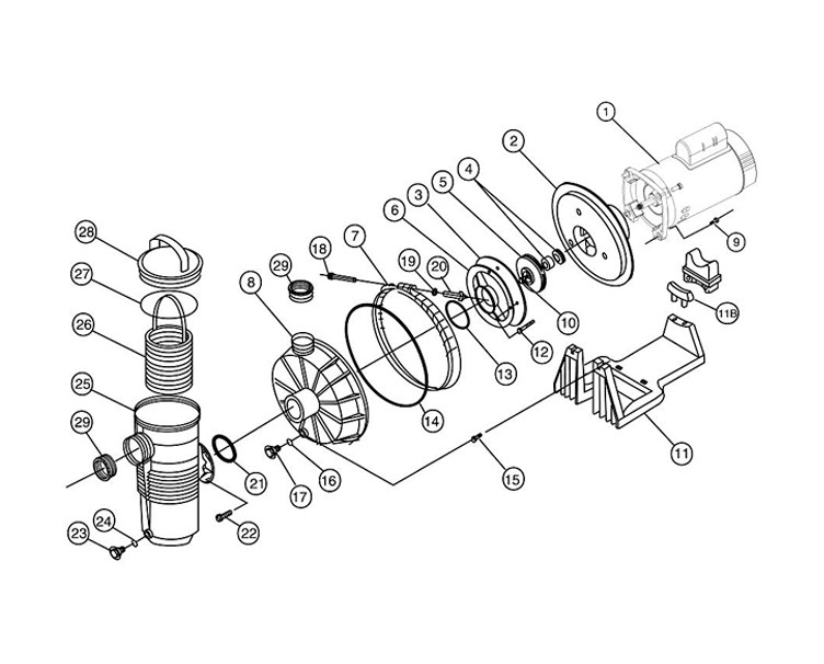 Pentair Challenger 1.5HP High Pressure Energy Efficient 3-Phase Pool Pump Full Rated 208V 230V 460V | 345286 Parts Schematic