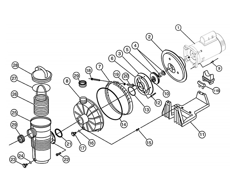 Pentair Challenger High Pressure Standard Efficiency Pool Pump | 115/230V 0.75HP Up Rated | 346203 Parts Schematic