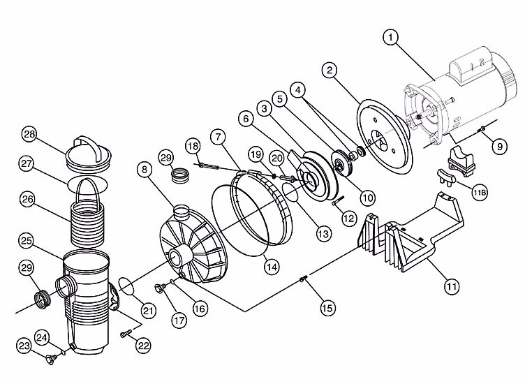 Pentair Challenger 2HP High Flow Pool Pump Full Rated  230V | 342248 Parts Schematic