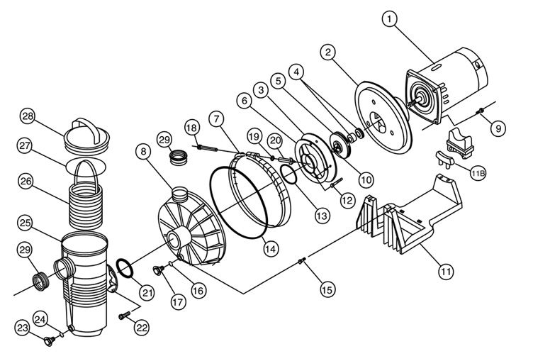 Pentair Challenger High Pressure Standard Efficiency Pool Pump | 115/230V 1.5HP Full Rated | 345201 Parts Schematic