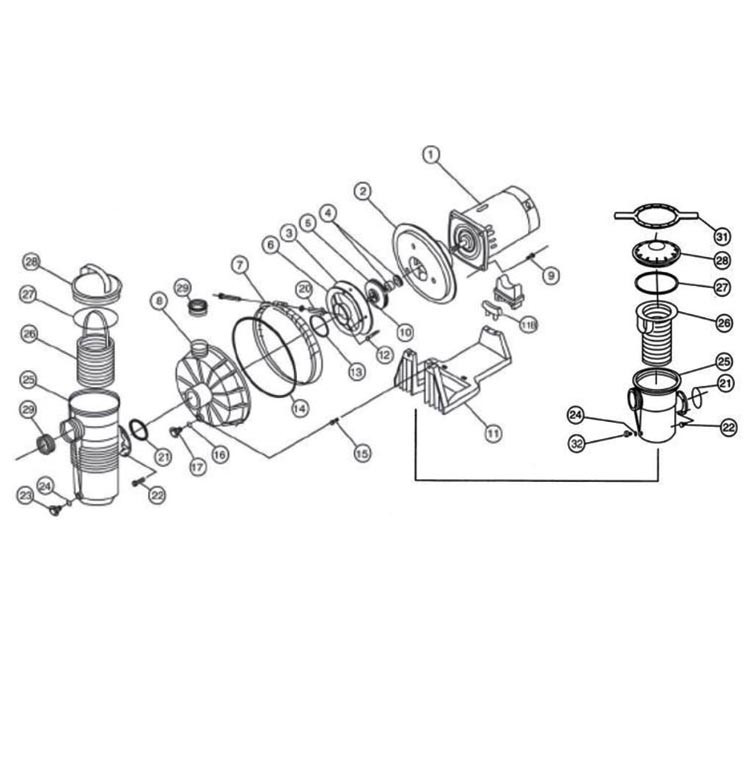 Pentair Challenger 2HP High Pressure Energy Efficient 3-Phase Pool Pump Full Rated 208V 230V 460V | 345288 345304 Parts Schematic