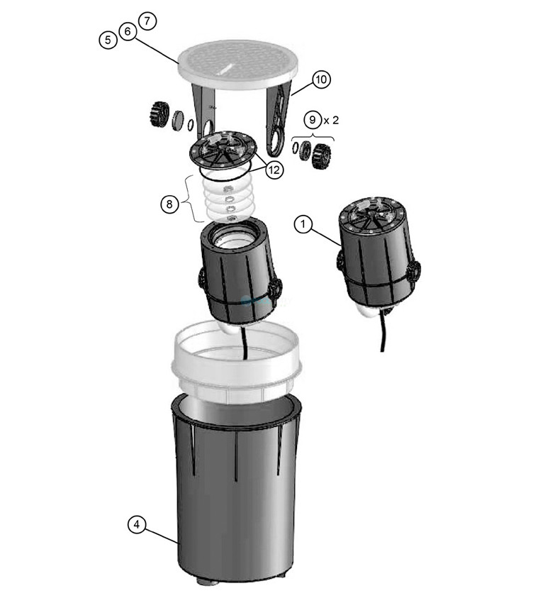 Pentair MagicStream Laminar Color LED Light | Black Deck Lid | 580001B Parts Schematic