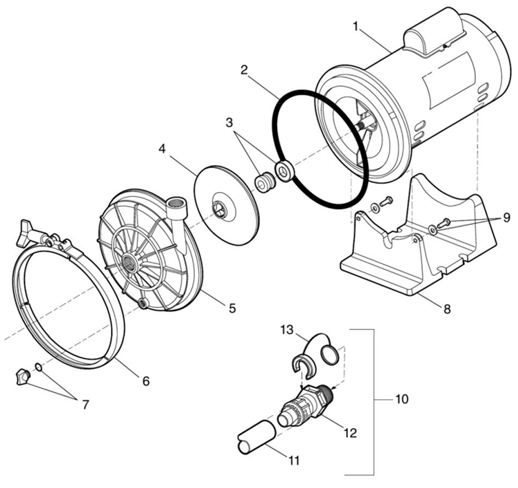 Polaris Halcyon Booster Pump | Quiet Motor | .75HP 120-240 Volts 60Hz | PB4-60Q Parts Schematic