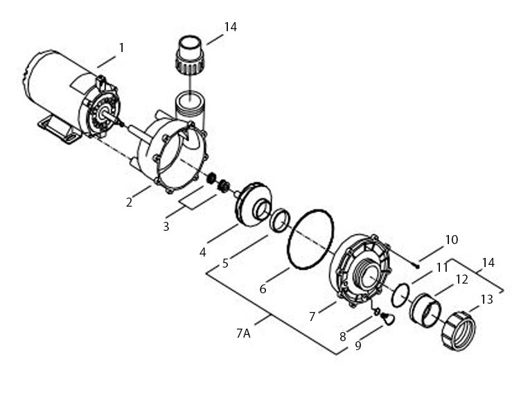 Gecko AquaFlo FloMaster XP2 | 48-Frame 230V 4.0 HP 2.5 OPHP 2 Speed | 06125000-1040 Parts Schematic