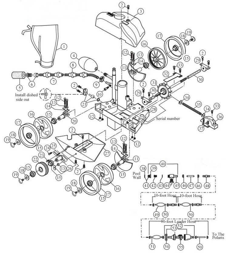 Polaris 180 Automatic Pool Cleaner | Includes Hose & Back-up Valve | F20 Parts Schematic