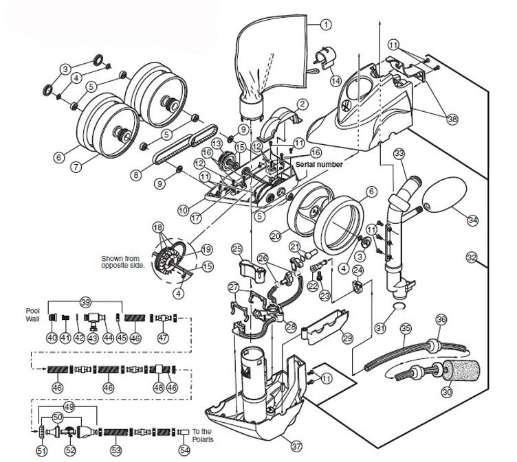 Polaris 360 Automatic Pool Cleaner | Includes Hose and Back-up Valve | No Booster Pump Required | F1 Parts Schematic