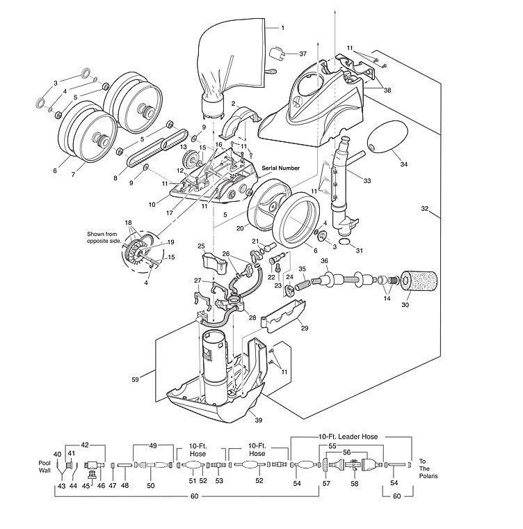 Zodiac Complete Pol 380 Blk Max W/Hose & Pump |  F-3B;PB4-60 Parts Schematic