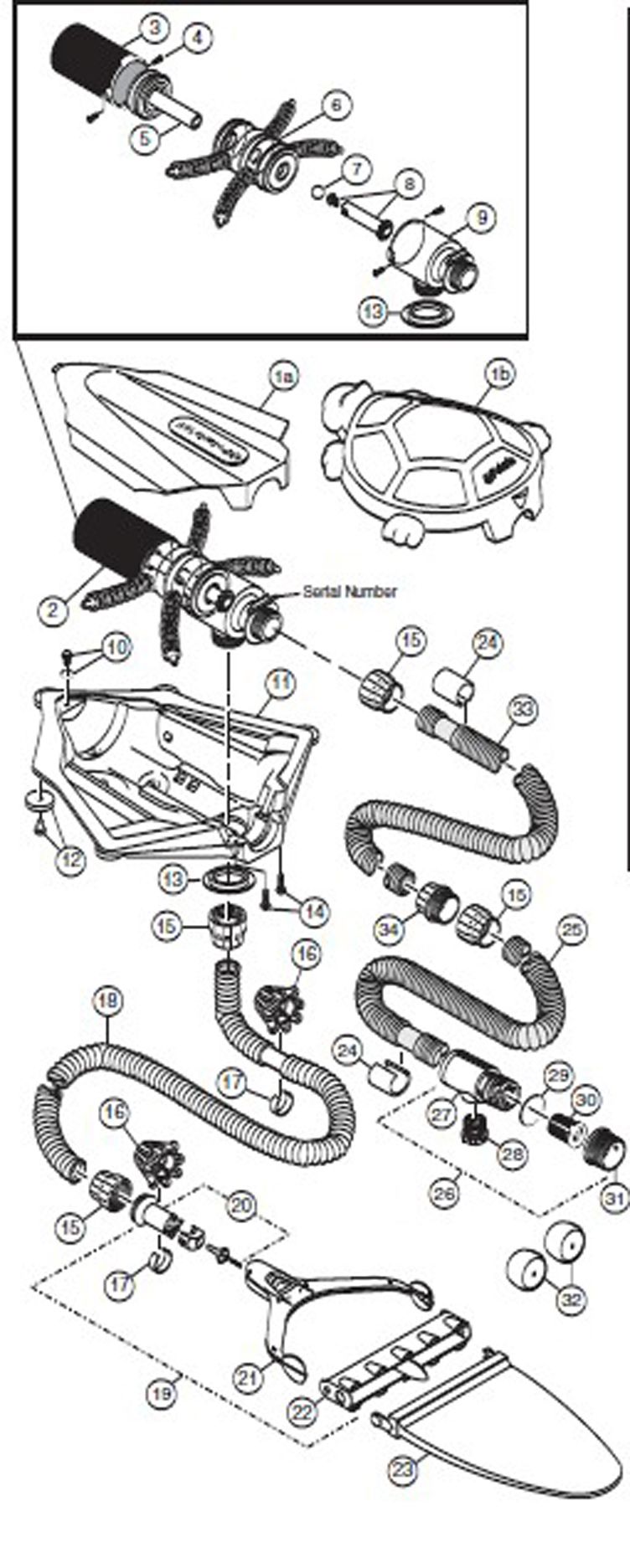 Polaris 165 Inground Pressure Cleaner for Vinyl & Fiberglass Pools | Includes Hoses | 6-120-00 Parts Schematic