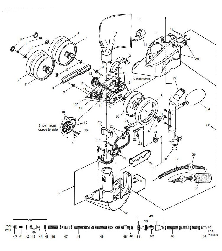 Polaris 360 Automatic Pool Cleaner BLACK MAX - Includes Hose and Back-up Valve - F1B Parts Schematic