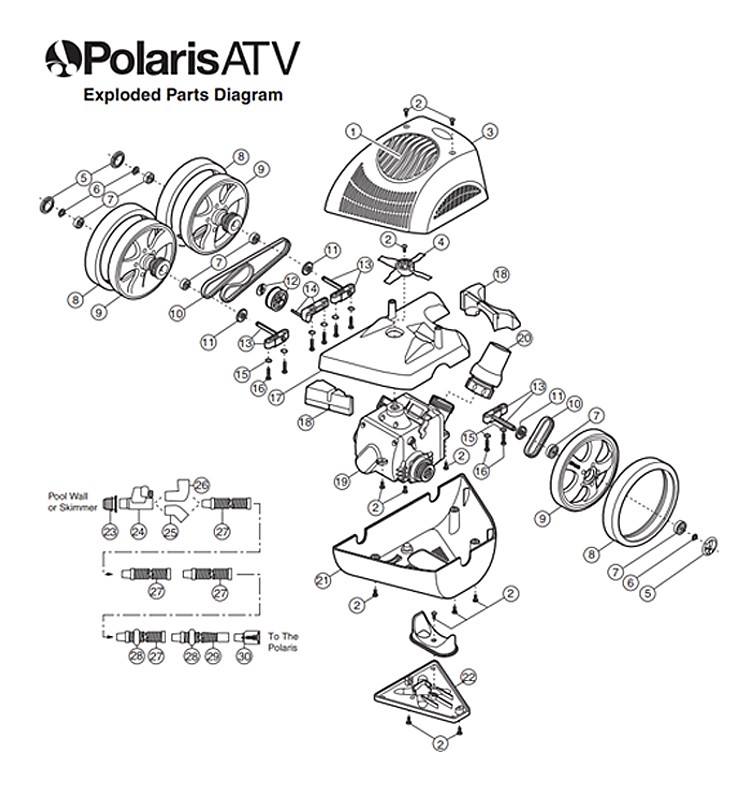 Polaris ATV Inground Pool Cleaner | Suction Side | Complete with Hoses | F7 Parts Schematic