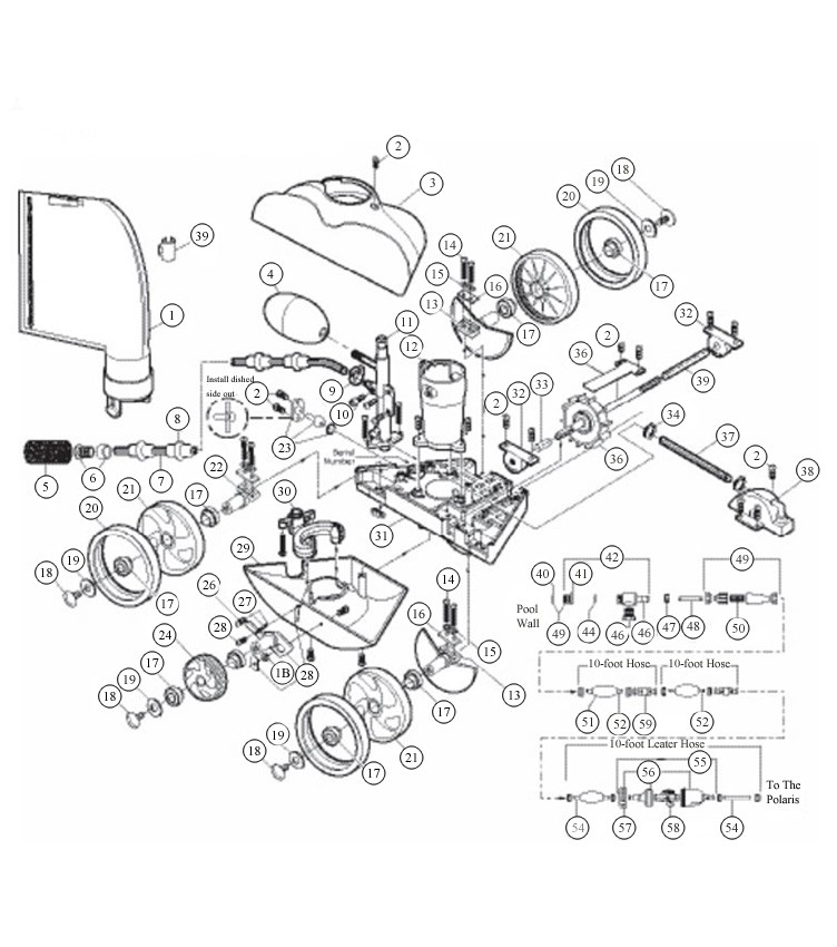 Polaris 280 Automatic Pressure Side Pool Cleaner | Includes Hose & Back-up Valve Vinyl Model | F5T Parts Schematic